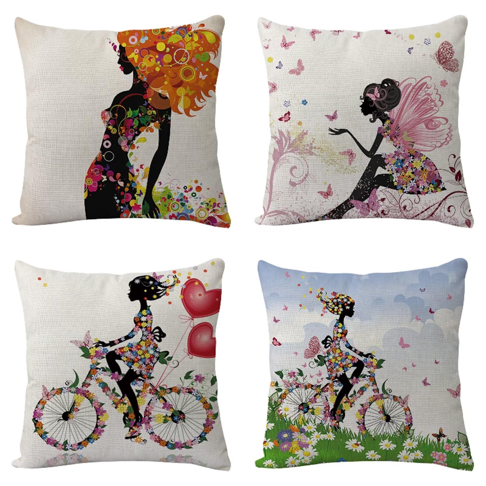 Diosa del día de San Valentín Fundas de Cojines 60x60cm, Doble cara Suave Funda de Almohada de Cojín Decor para Sofá, Juego de 4 Exterior Cojines para Muebles Modernos Cama/Silla Casa Decor A-3612
