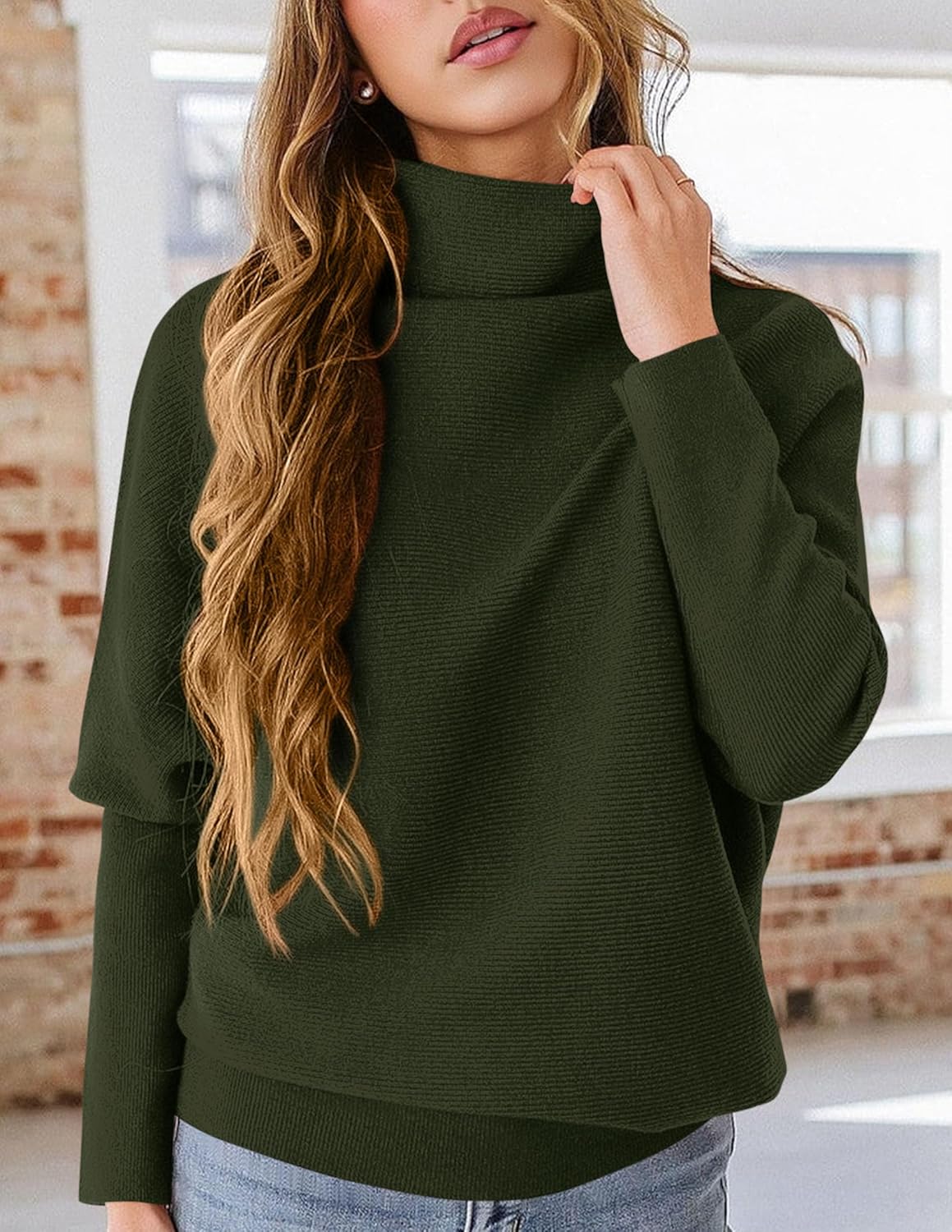 PRETTYGARDEN Fall Sweaters for Women 2026 Winter Clothing Batwing Sleeve Casual Loose Knit Turtleneck Sweater Holiday Outfits - Image 8
