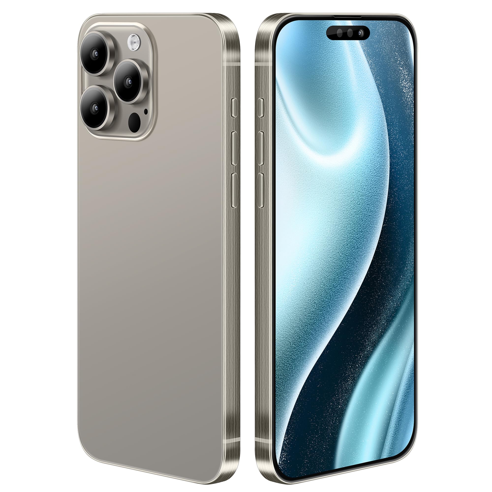 Dummy Fake Prop Phone Compatible with iPhone 15 Pro / 15 Pro Max Non-Working Store Display Phones Kids Pretend Play Phone That Look Real (for 15 Pro Titanium Colorscreen)