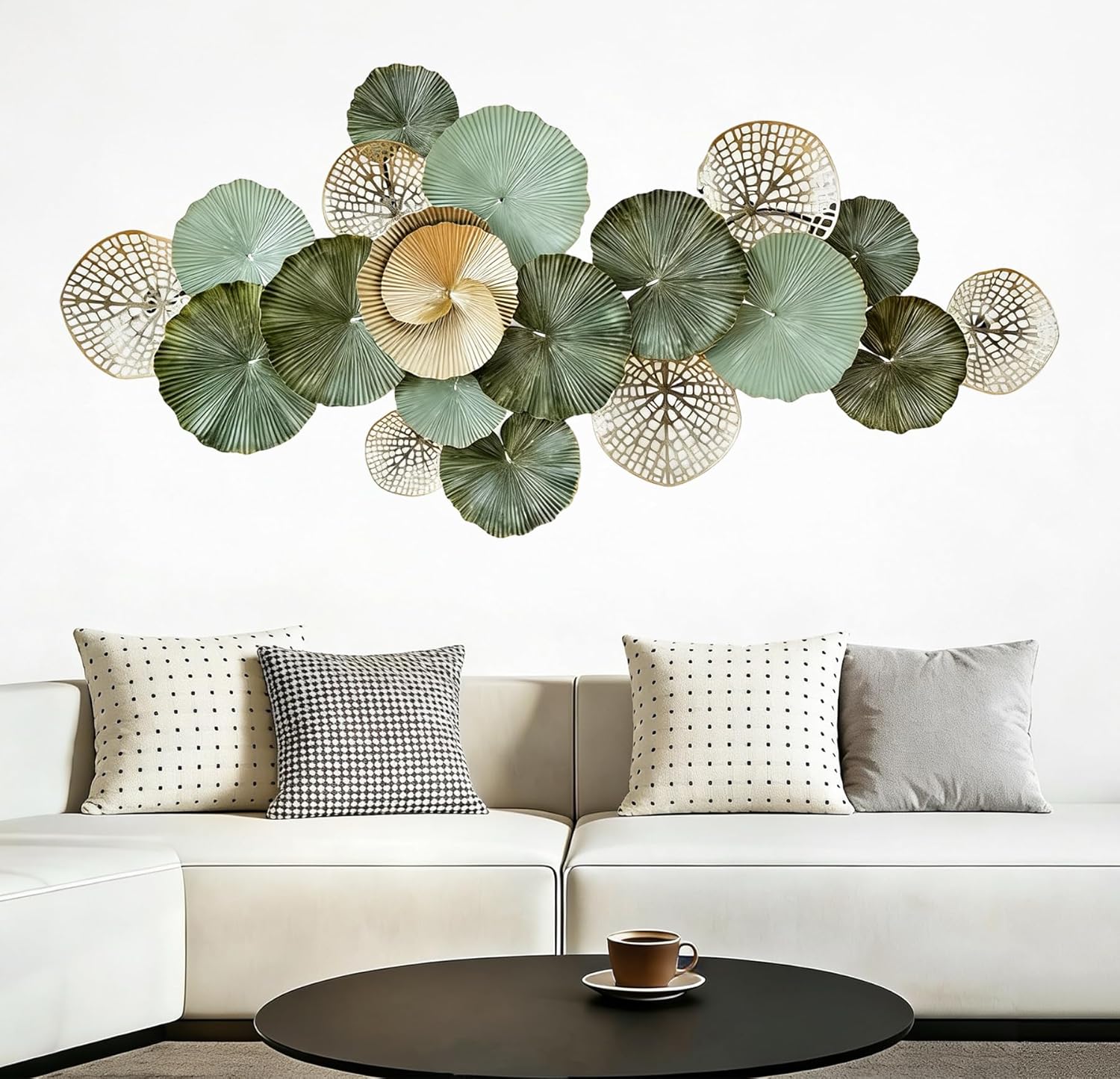 Roivikis Large Metal Wall Art Decor, 3D Abstract Lotus Leaves Wall Decor, Modern Decoration for Indoor Outdoor for Living Room, Bedroom, Entryway