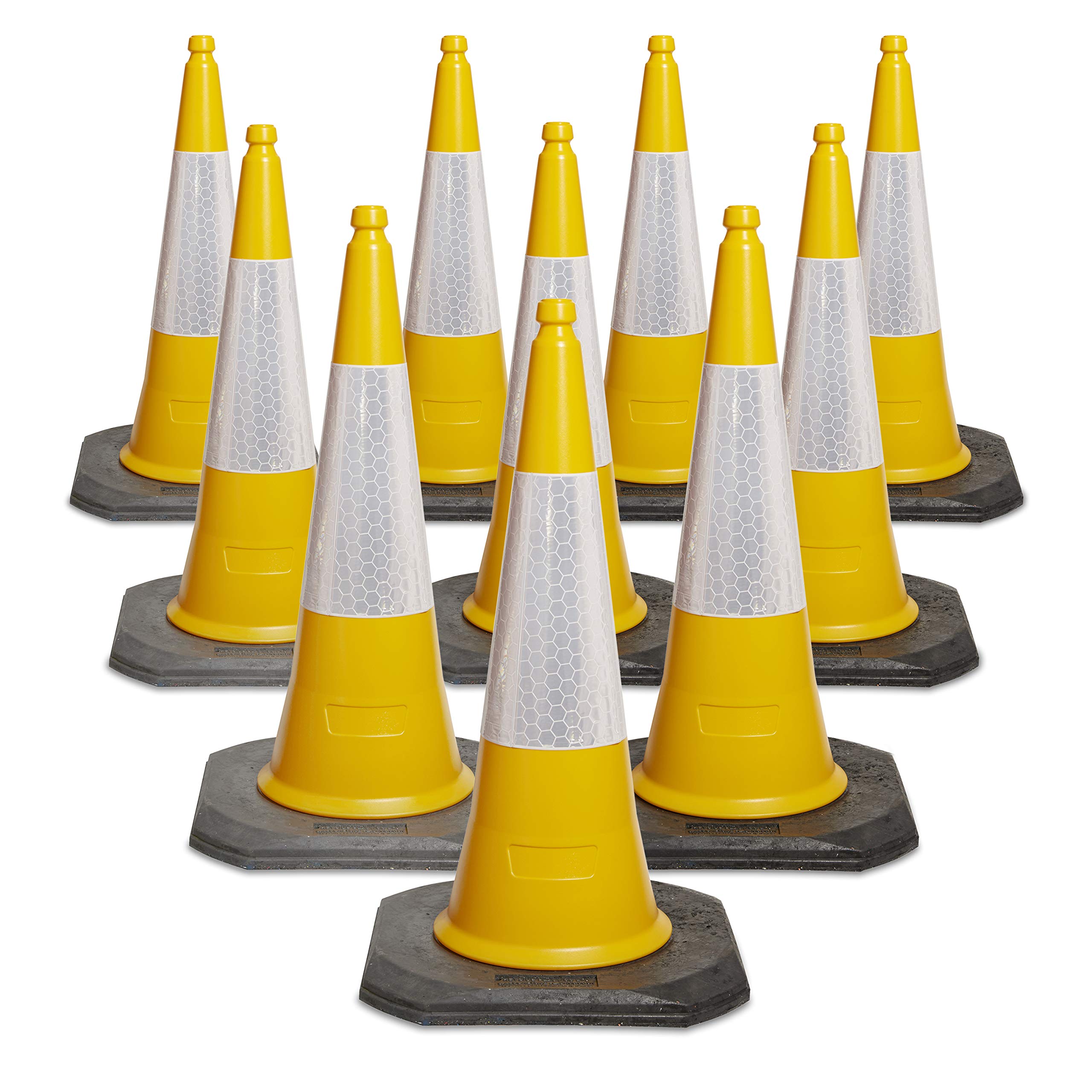 Pack of 10 yellow Traffic cones 750mm by innovatus