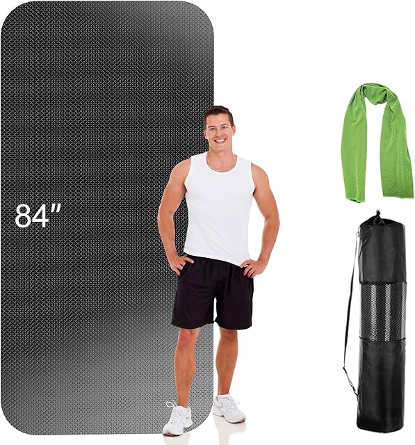 Large Yoga Mat for Women and Men, Extra Long and Wide Exercise Mat(84" x 32" x 1/4 inch), Large Non Slip Workout Mat for Yoga, Pilates, Fitness, Barefoot Workouts, Home Gym Studio