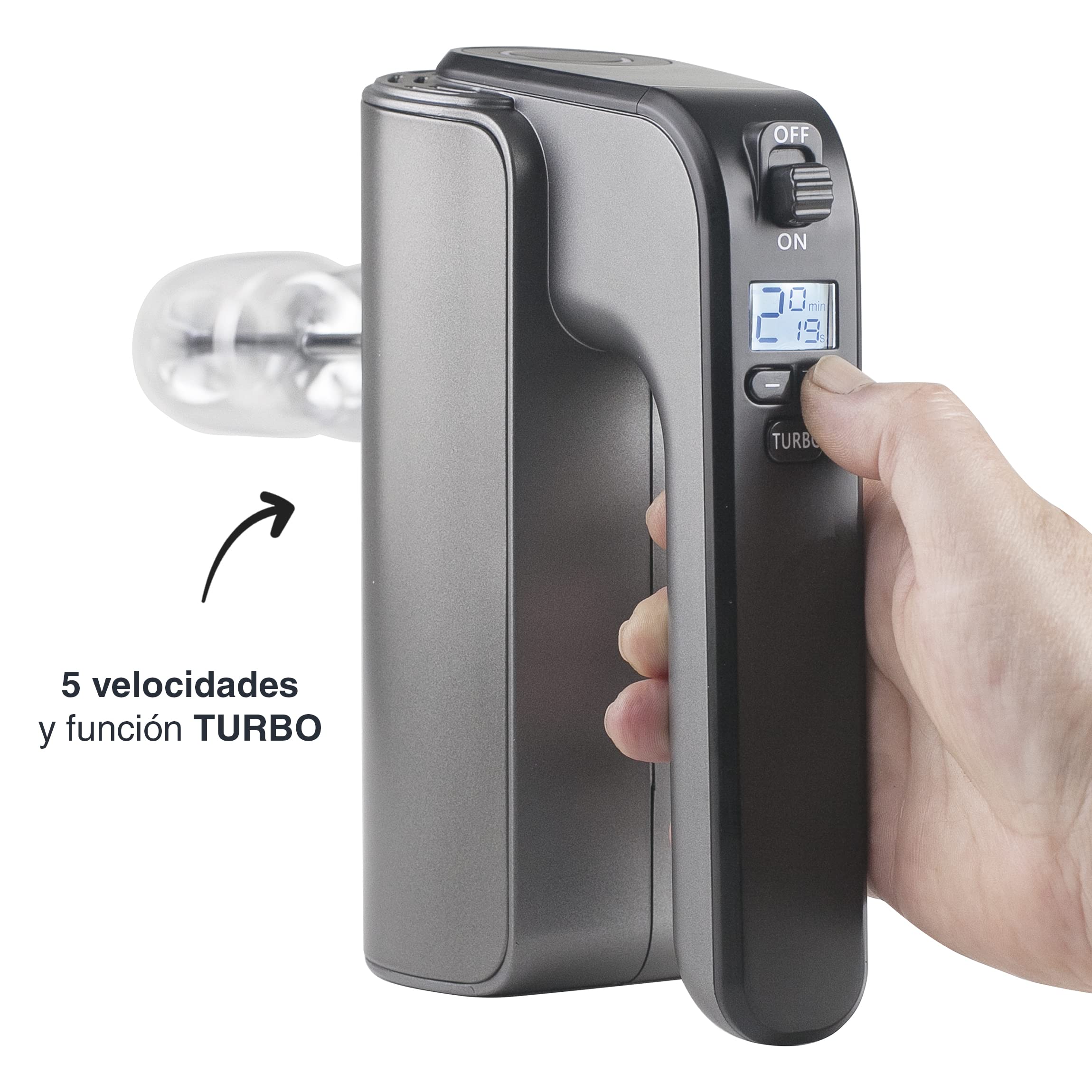Lacor 69374 - Batidor Amasador, Batidora de Mano, Incluye Varillas TitanPro | Para montar, emulsionar y mezclar; diseñado para acompañarte en tus preparaciones diarias con comodidad y buen resultado