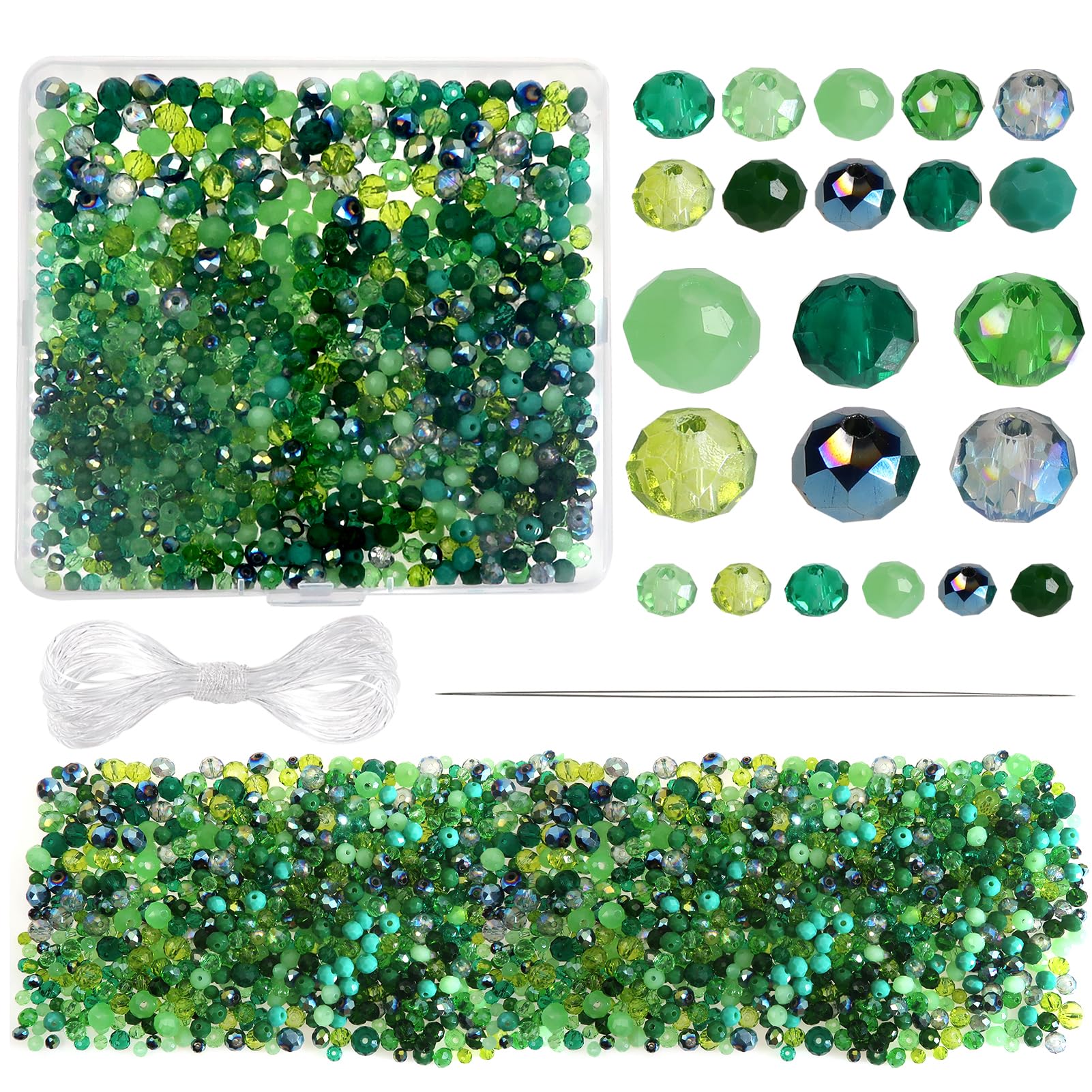 TOAOB 1000 Stück Perlen Grün Facettenperlen Grün 4mm 6mm 8mm Glaskristall Perlen Facettierte Glasperlen für Armbänder Halskette Ohrringe Schmuckherstellung