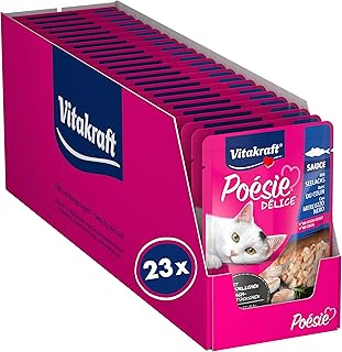 Vitakraft Poésie Délice, Nassfutter Katze, Katzennassfutter in Sauce, mit Seelachs, Vorratspackung, ohne Zusatz von Zucker und Getreide (23x 85g) product image