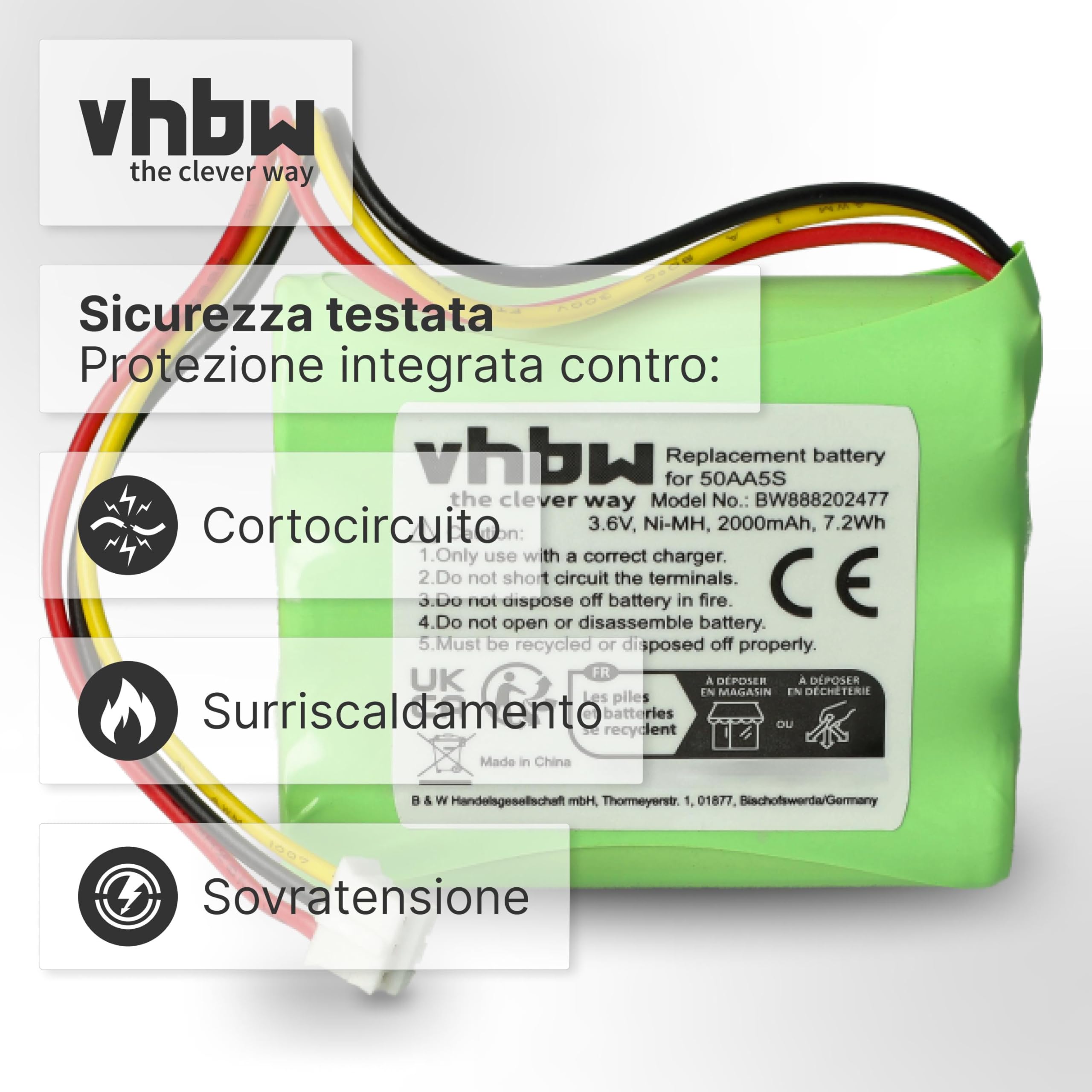 vhbw batteria compatibile con Toniebox Tonie Box radio raccontastorie per bambini (2000mAh, 3,6V, NiMH) - Sostituisce Toniebox 50AA5S