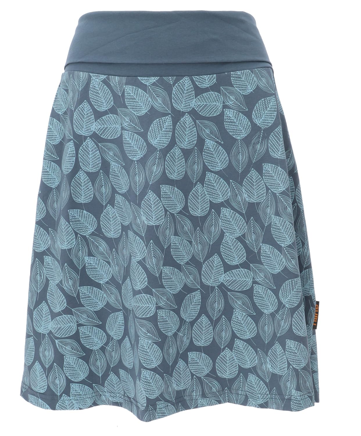 Minirock aus Bio-Baumwolle, Boho Tellerrock Herbstlaub Print, schwarz
