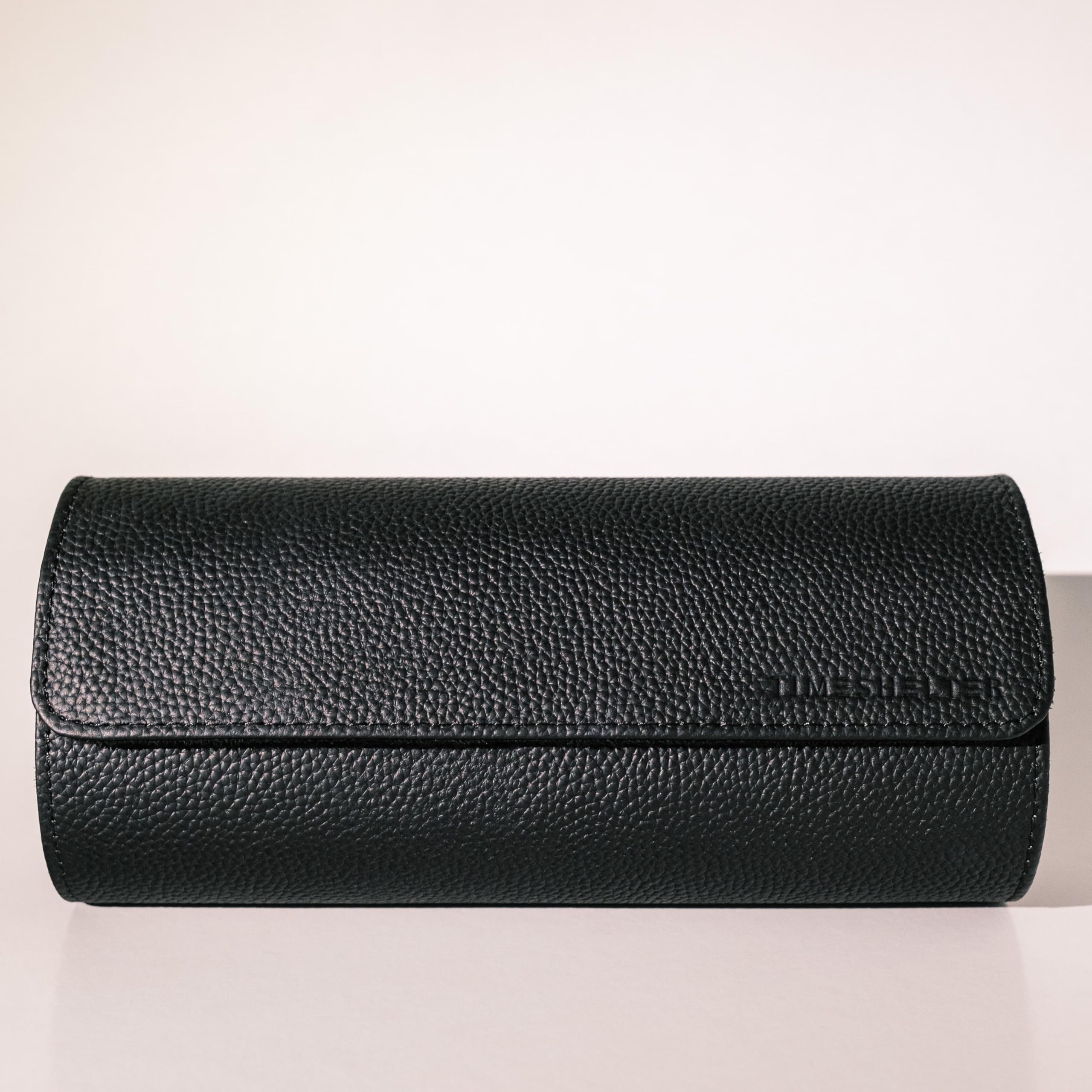Étui de Voyage Luxe en Cuir Véritable Noir - Boîte à Bijoux Homme - Idéal Cadeau