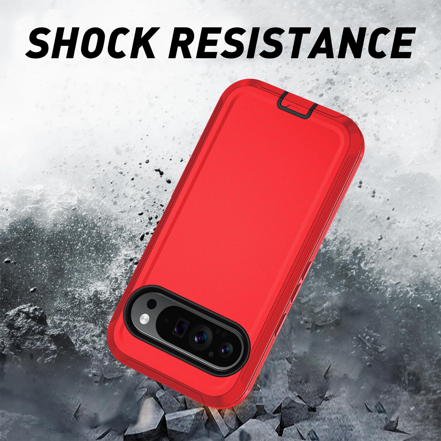 Custodia per Pixel 10 Pro XL, design 3 in 1 [nessuna protezione dello schermo] protezione robusta per Google 10 Pro XL rosso+nero