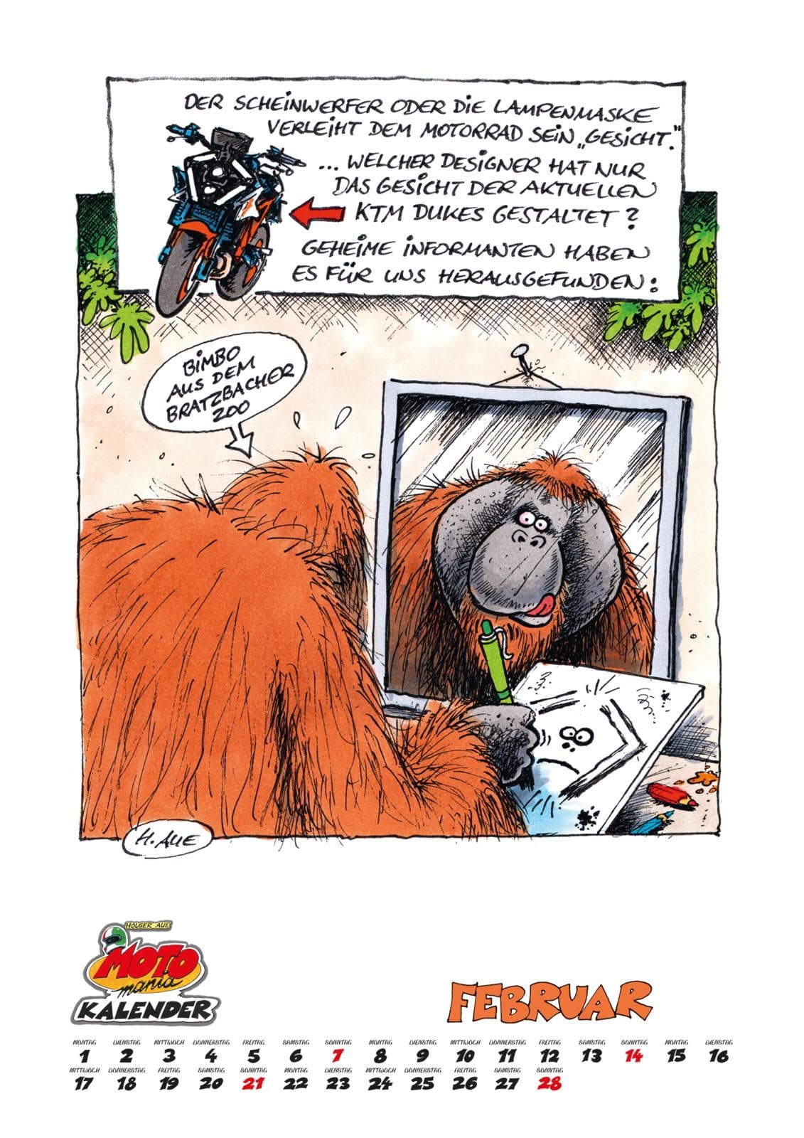 MOTOmania Kalender 2027: Monatskalender im Großformat: XXL-Wandkalender mit Spiralbindung im Hochformat, 42 x 59 cm | Mit den beliebten Comics von Holger Aue