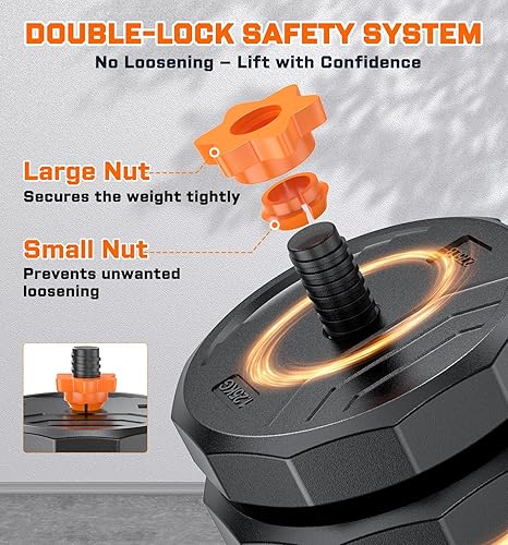 Miniatura 4 de 5-in-1 Adjustable Dumbbell Set, 33446688lbs Free Weights Set with Connector, Used as Kettlebells, Barbell, Push up Stand, Standard 1" Plates,