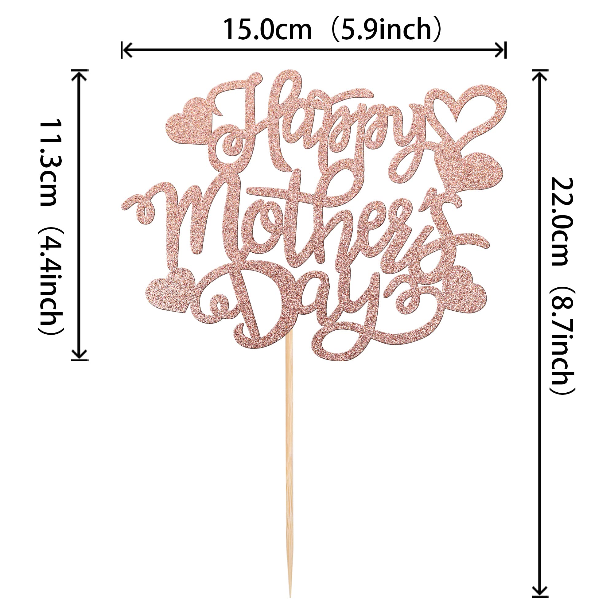 Rsstarxi Cupcake-Topper Muttertag – 24 Stück Mit Glitzer-Herzen & Sprüchen, Rot, Für Kuchen-Deko