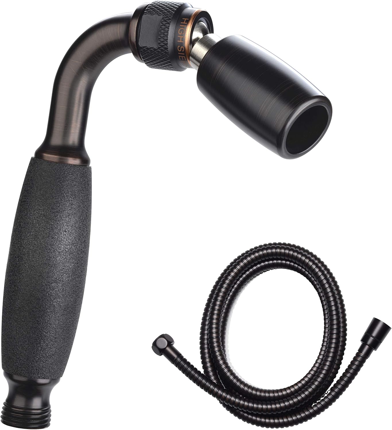 High Sierra's Solid Metal Handheld Shower Head with Slip-Free Grip & 72-Inch Metal Hose with Silicone Inner Tube. Low Flow 1.8 GPM. Stunning Oil Rubbed Bronze Finish