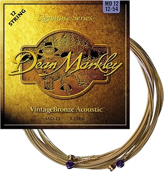 Dean Markley Signature Vintage Bronze Acoustic Guitars 12 Strings Set, 12-54 Acoustic Guitar Strings Medium with Superior Tone Quality & Long Lasting Peformance, Made in the USA