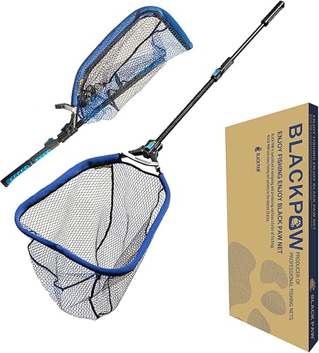 Black Paw Red deslizante cuadrada fácil de plegar con revestimiento de goma, bolsa de red 3D, superfuerte, mango telescópico plegable Black Paw Red deslizante cuadrada fácil de plegar con revestimiento de goma, bolsa de red 3D, superfuerte, mango telescópico plegable