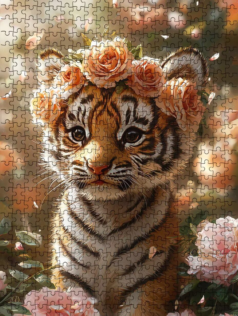 Puzzle 4000 sztuk, tygrysie kwiaty puzzle dla dorosłych 4000, drewniane puzzle, klasyczne gry edukacyjne, niemożliwe wyzwanie, rodzina gier, kreatywny prezent DX0YL1-562