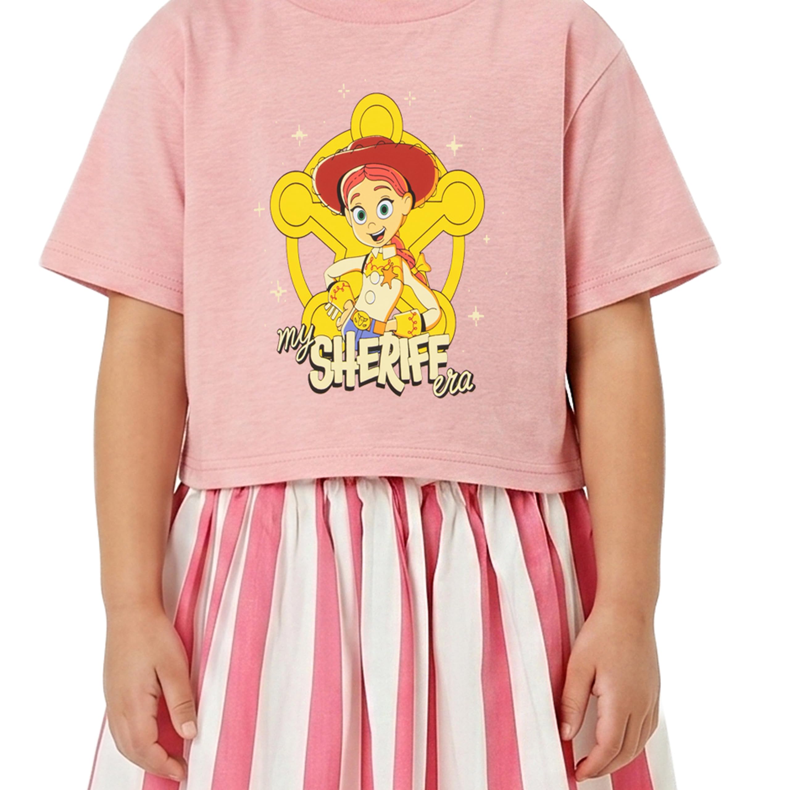 Disney Toy Story Conjunto Jessie 2 Piezas para Niña, Camiseta Niña Boxy y Falda Tutu Rayada