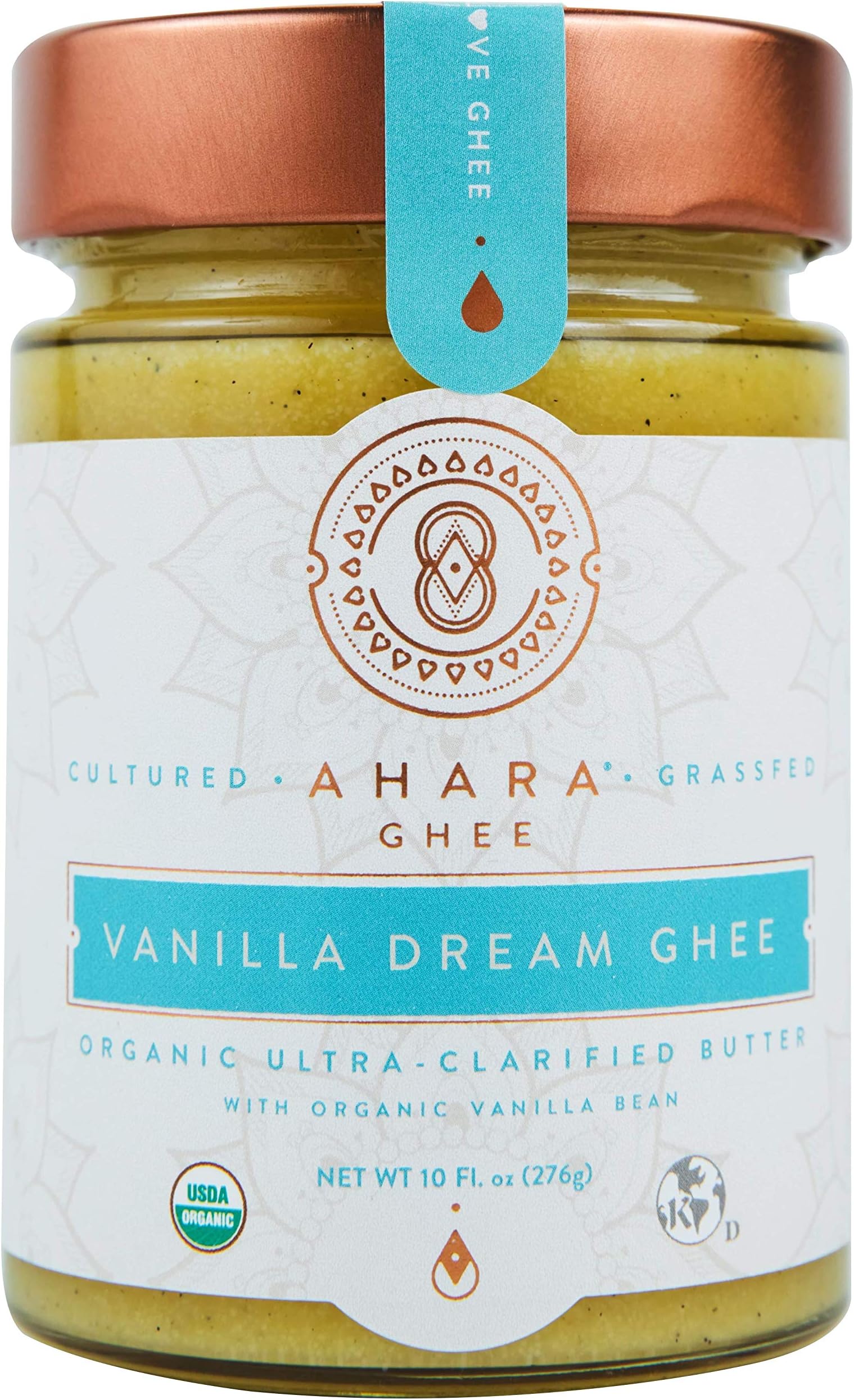 Ahara Rasa Vanilla Dream Ghee – Grass-Fed Clarified Butter with Real Vanilla, 10 oz