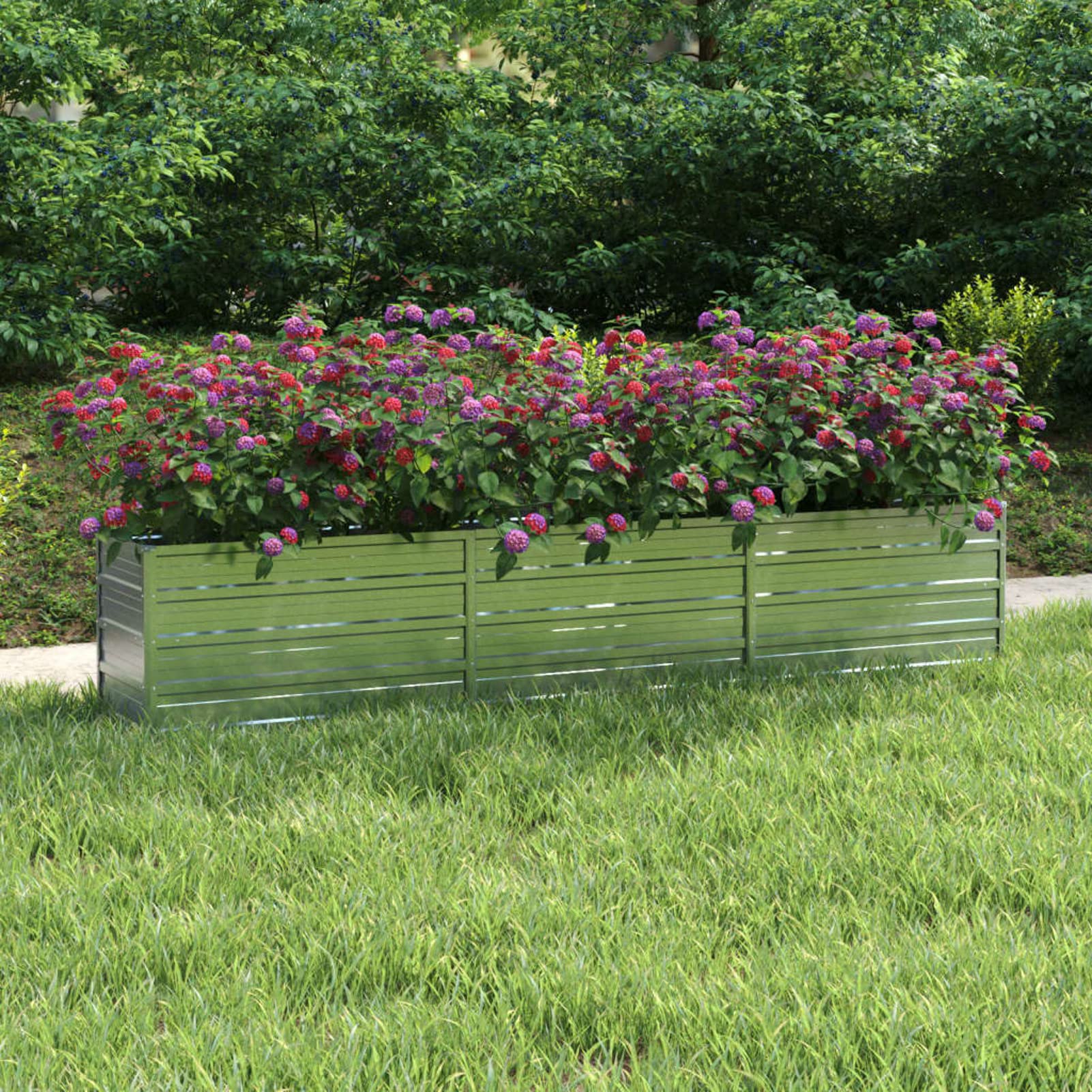 Arriate, Mesa De Cultivo, Huerto Domestico, Cultivo De Plantas Aromaticas, Arriate De Jardín, de Acero galvanizado Plateado 240x40x45 cm