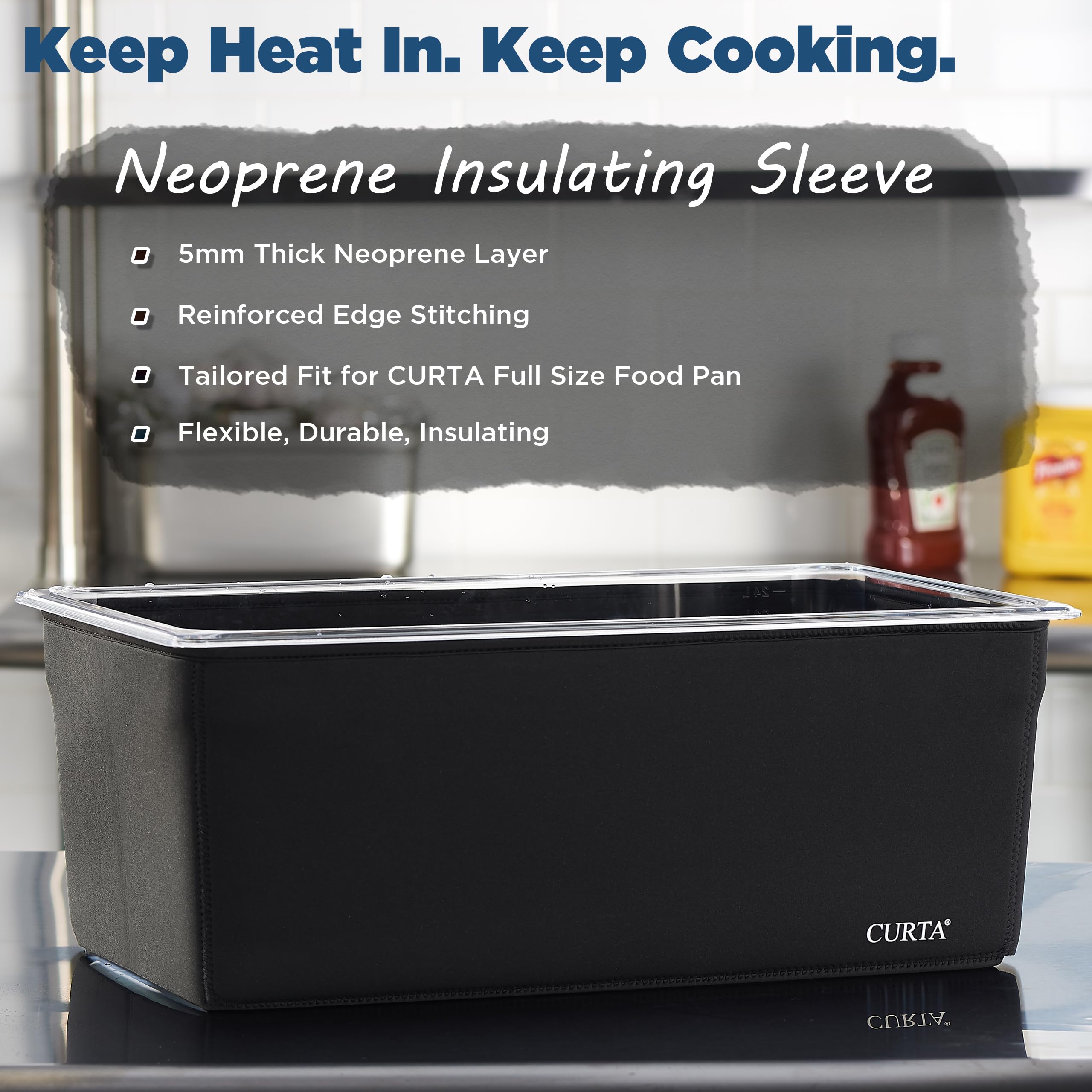 26 Qt Sous Vide Container Kit with Notched Lid, Divider Rack & Insulating Sleeve, 1/1 Full Size Polycarbonate Water Bath, Fits Anova and Most Cookers (Immersion Circulator NOT Included)