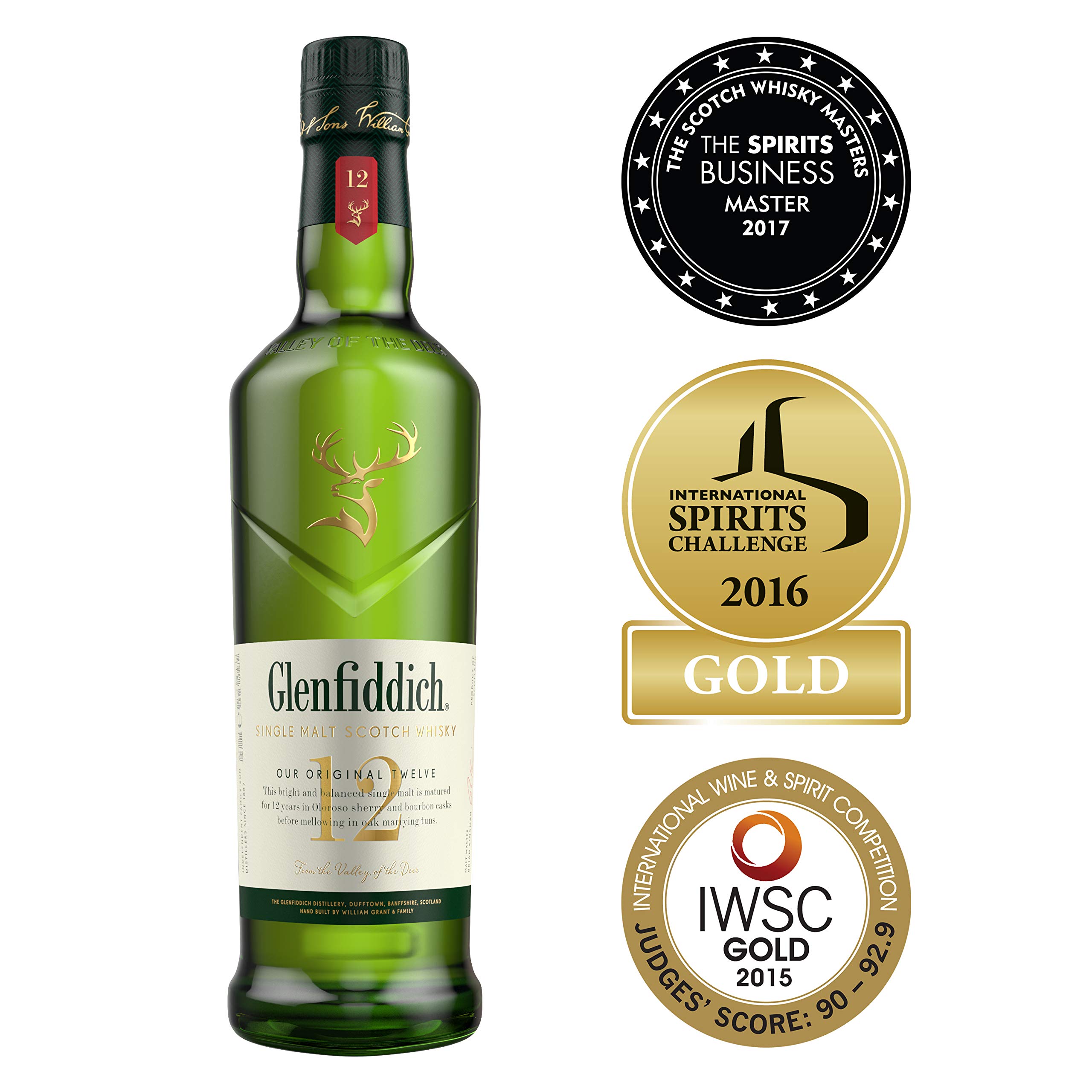 Glenfiddich 12 Year Old Single Malt Scotch Whisky, 700ml : Amazon