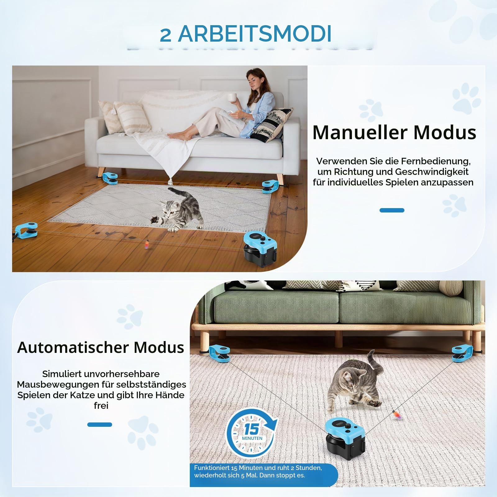 Katzenspielzeug für Indoor-Katzen, Laufband, automatisch/ferngesteuertes Katzenspielzeug, einstellbare Geschwindigkeit, simuliertes Katzenjagdspielzeug