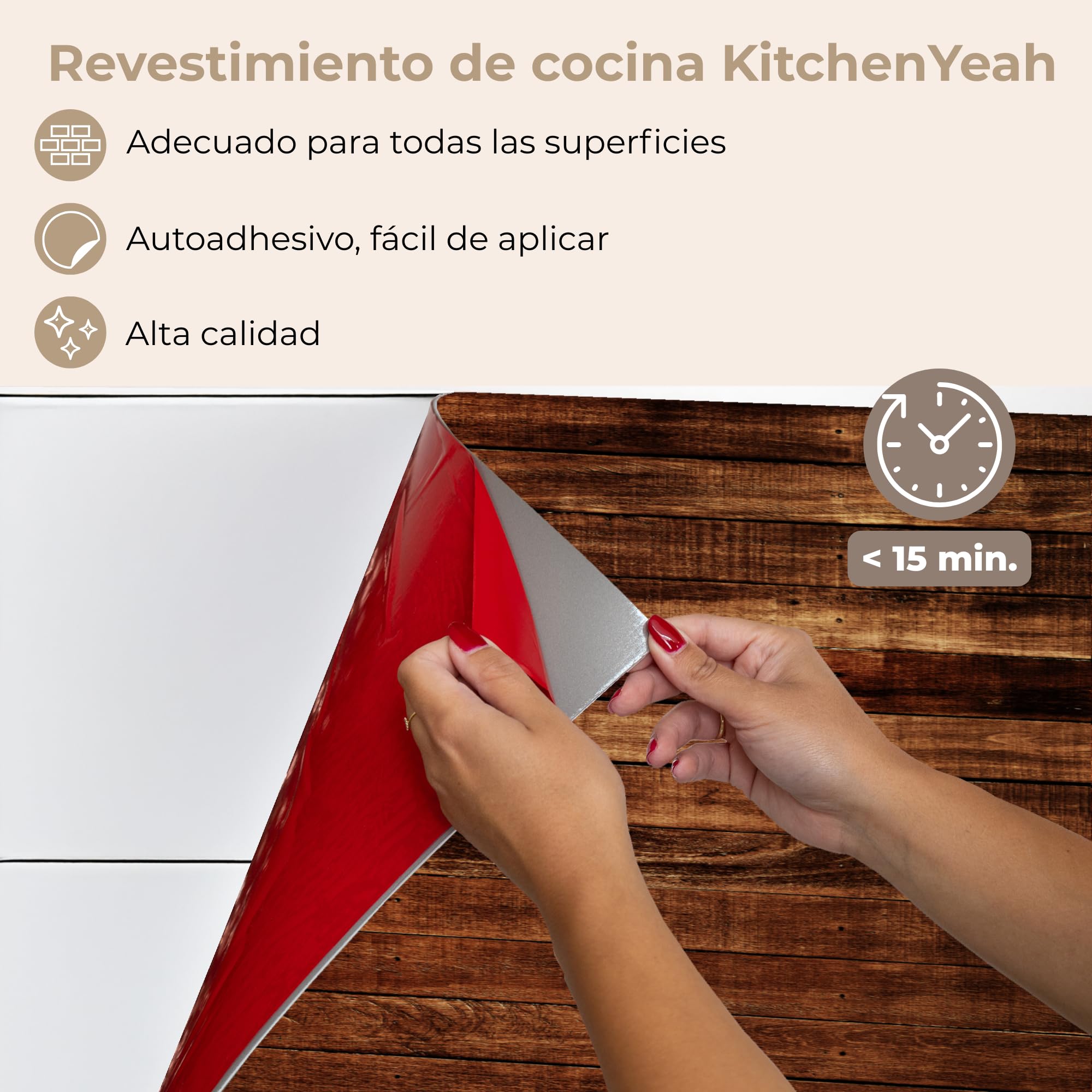KitchenYeah© Antisalpicaduras Cocina 60x200 cm Adhesivo Salpicadero Protector Salpicaduras Fregadero Madera Dura - Robusto - Patrones