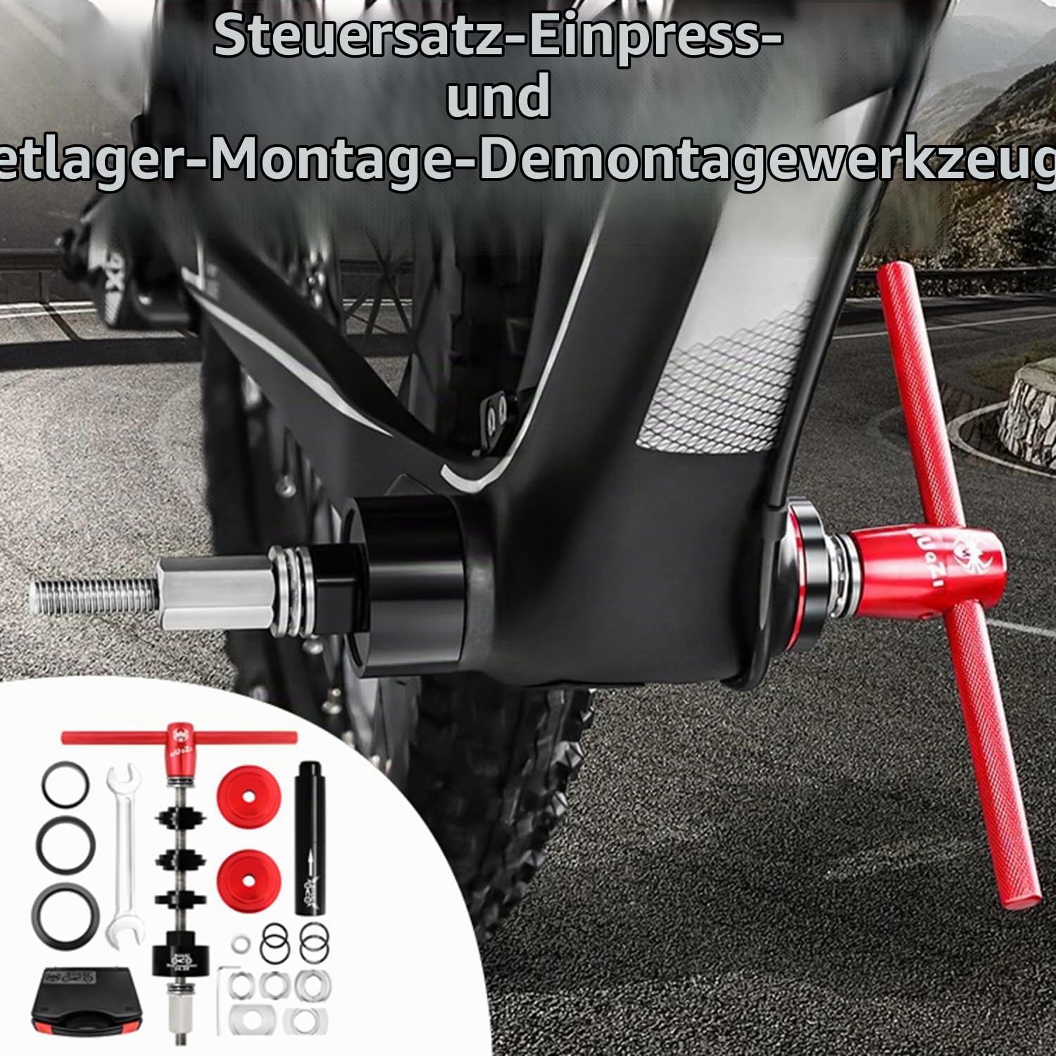 Fahrrad Unterseite Kit Zum Installieren Und Entfernen,Einpresswerkzeug Fahrrad,Professionelles Fahrrad Innenlager Für Innenlager BB86 BB30 BB91 BB92 PF30,Für Fahrradbegeisterte Und Mechaniker(Rot)