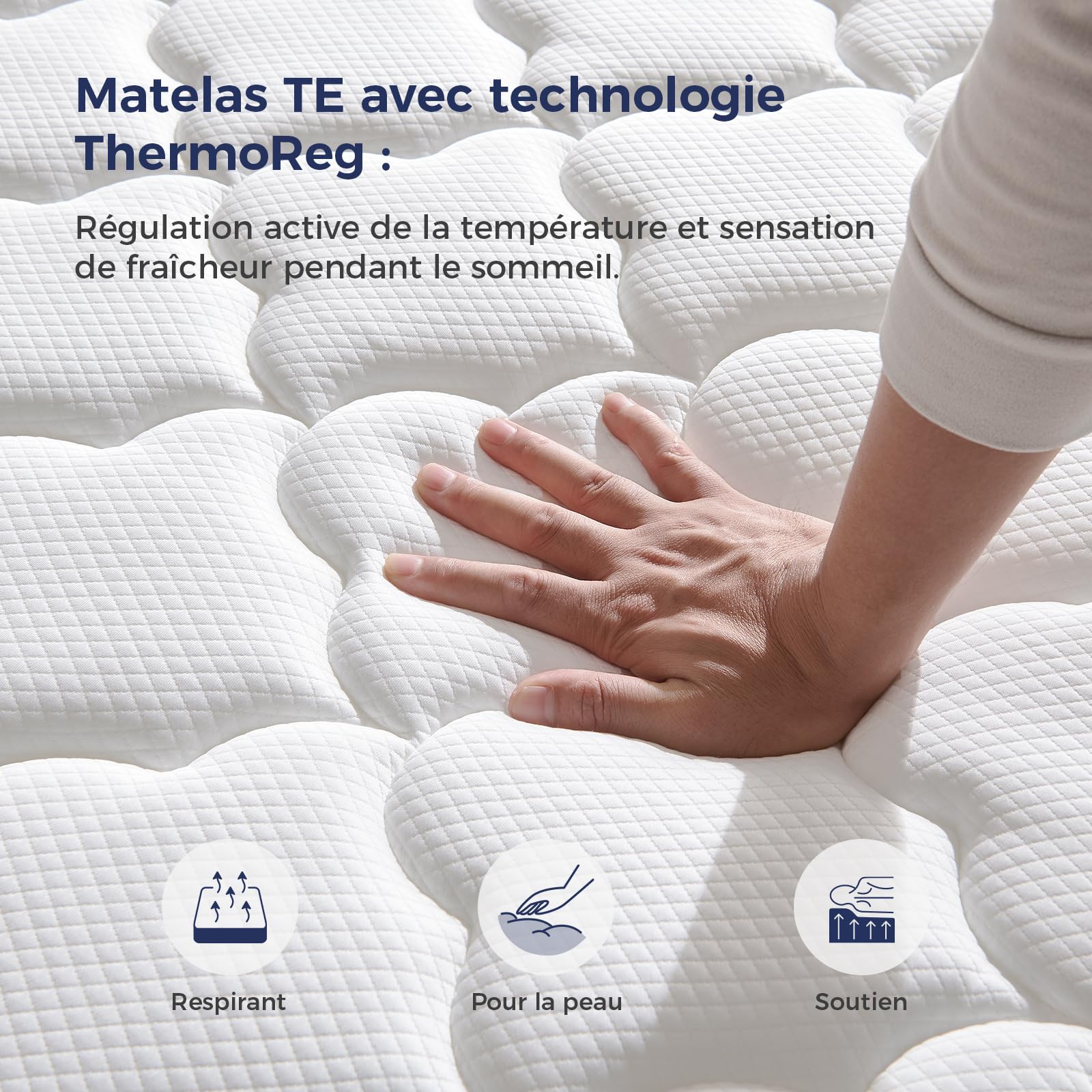 Inofia Matelas 140x190 Tartan-E,7zones,Matelas à Ressorts ensachés avec Mousse à mémoire de Forme orthopédique,Gel rafraîchissant HermoReg,Housse VitaFlow 3D - 28 cm,Certifié ÖKO-TEX® Essai100nuits