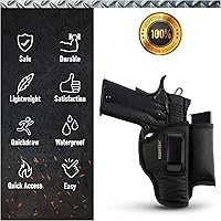 Vista 5 de Houston Gun Holsters IWB - Funda para pistola con bolsa Mag de Houston, cuero ecológico, material suave, se adapta a cañones 1911 de 5 y 4 pulgadas