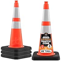 Vista 90 de Xpose Safety Conos de tráfico naranjas de 28 pulgadas con collares de 6 y 4 pulgadas, 1 paquete – Cono de seguridad de plástico PVC multiusos