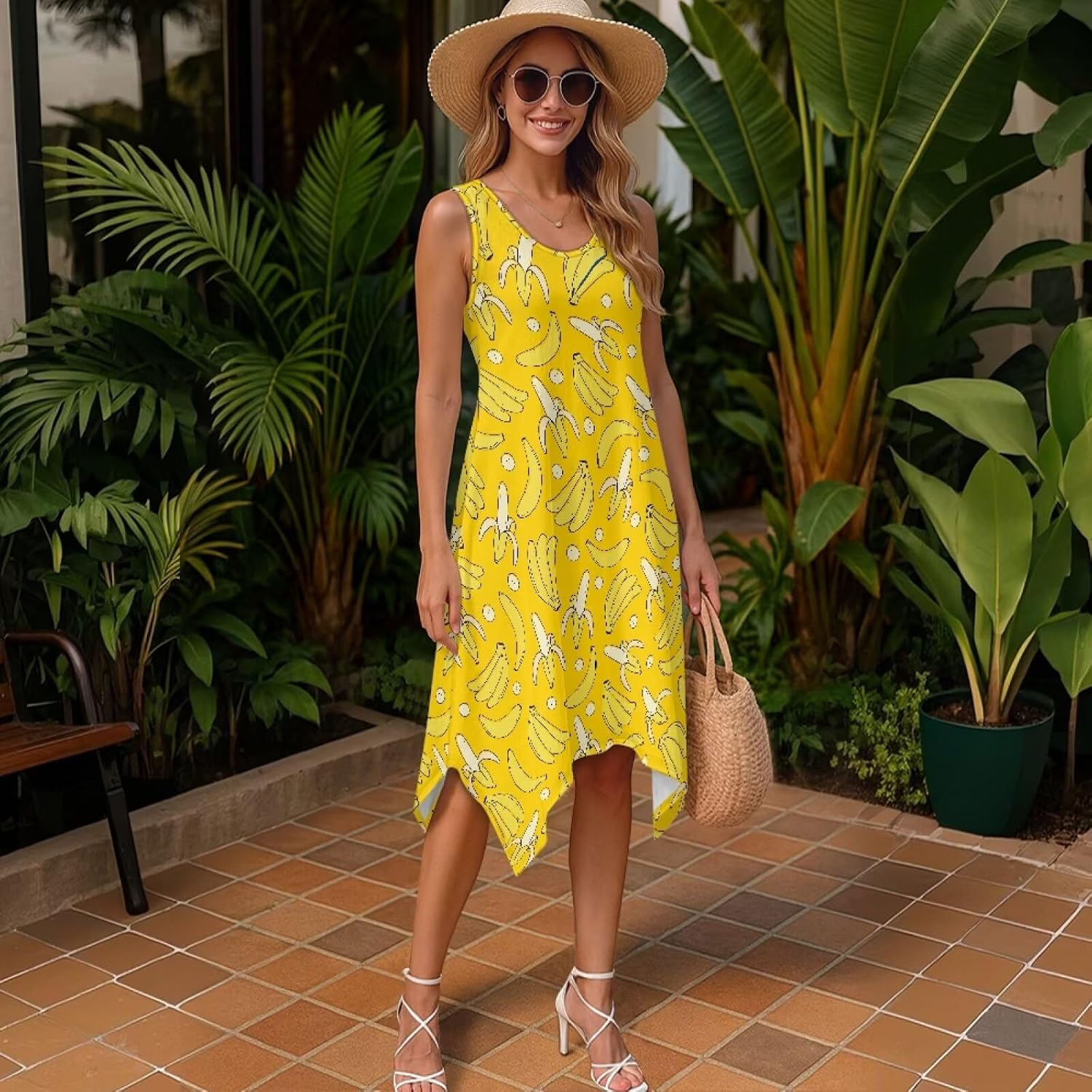 Beauty Collector Dress for Women Summer Crewneck Tank Beach Midi Dresses with Pockets