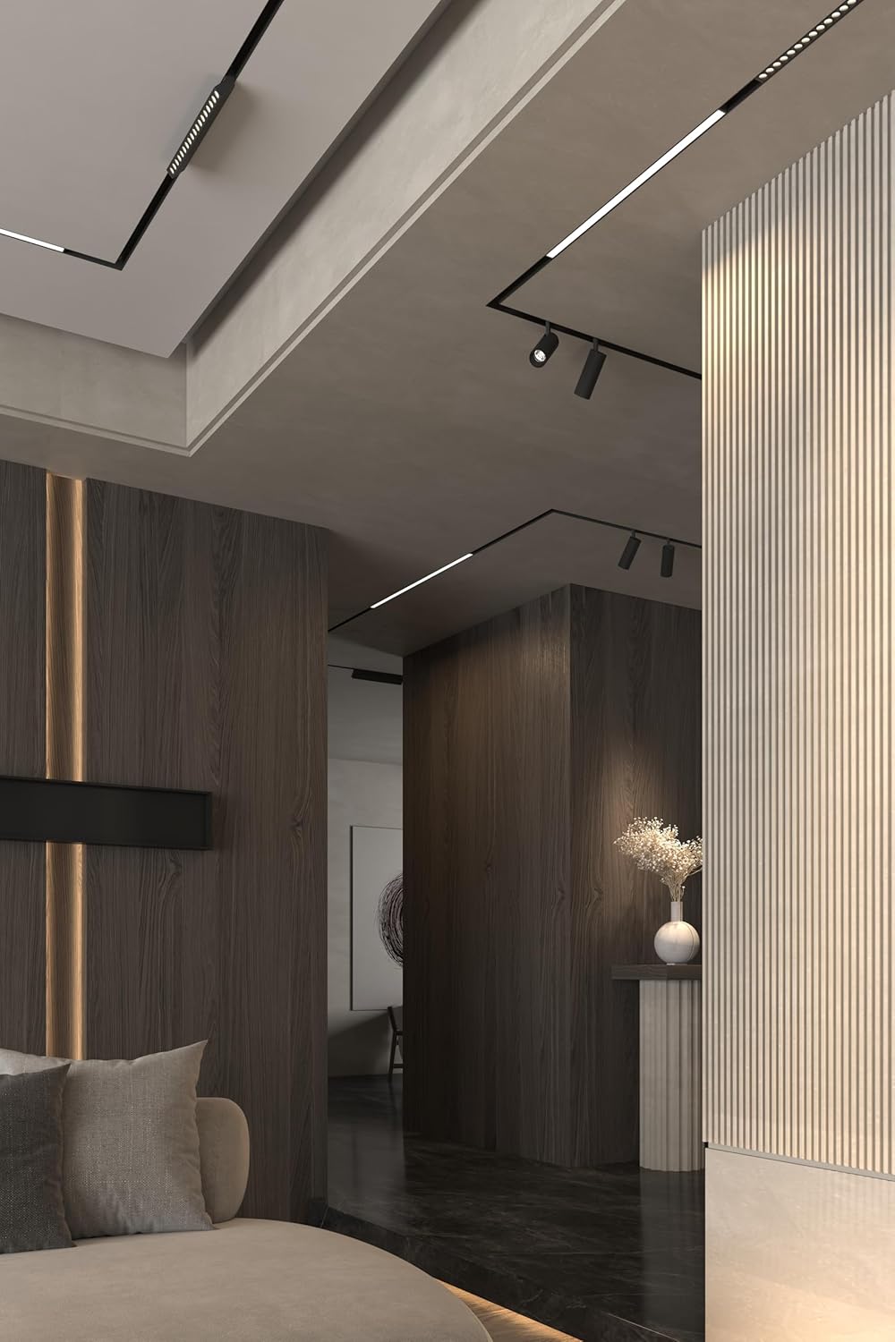 CX3525 4 Wire Recessed Magnetic Light Track for Lighting System, Easy Installation, Aluminum, Adjustable Head, Ideal for Home and Commercial Use (200cm/6.6ft/78.7inch)