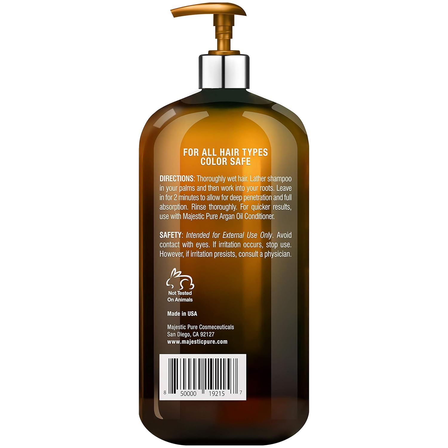 MAJESTIC PURE Argan Oil Shampoo - Vitamin Enriched Gentle Hair Restoration Formula for Daily Use, Sulfate Free, for All Hair Types, Men and Women - 16 fl. oz. : Beauty & Personal Care