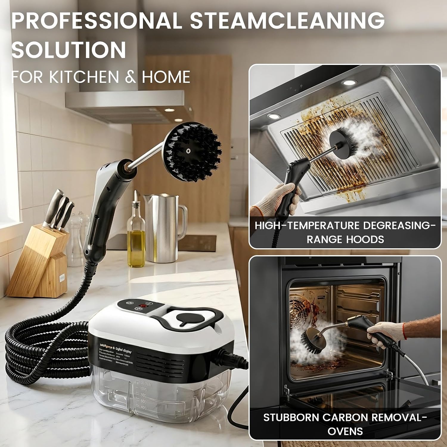 2500W High-Temp Steam Cleaner, Handheld Steamer Kit for Home, Car & Grout