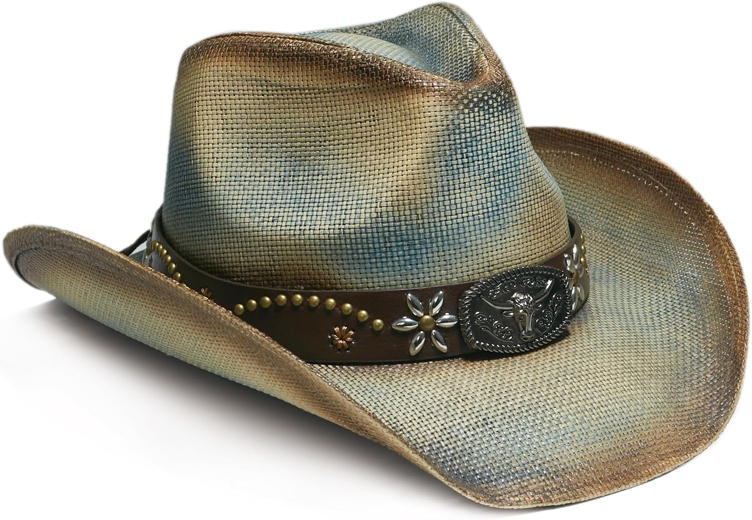 YOUBADU Western Straw Cowboy and Cowgirl Hats with Decorative Bands - Unisex Wide Brim Raffia Style Sun Hat image 3