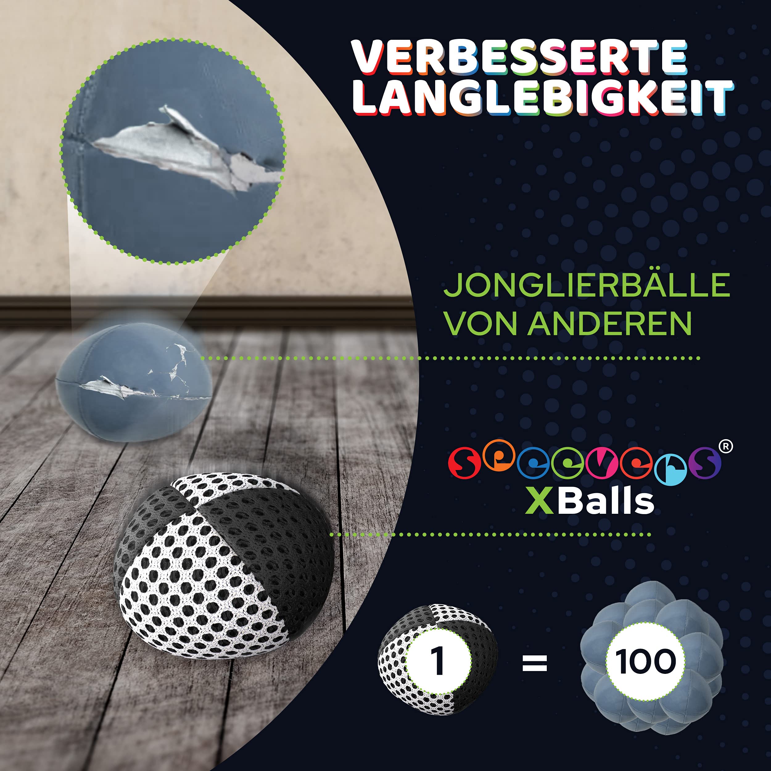 speevers XBalls Hohe Qualität Jonglierbälle Kinder Anfänger und Profi 3er Set, Jonglieren in 15 Farben, Jonglierset für Erwachsene, Anfänger Beanbags mit Tragetasche