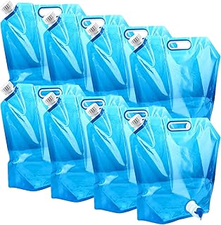 MIVIDE 8stk. Wasserkanister mit Hahn, 10L Faltbarer Wasserbehälter mit Tragegriff, Wasserkanister Faltbar Wiederverwendbare BPA Frei für Outdoor, Camping, Grill, Haushalt