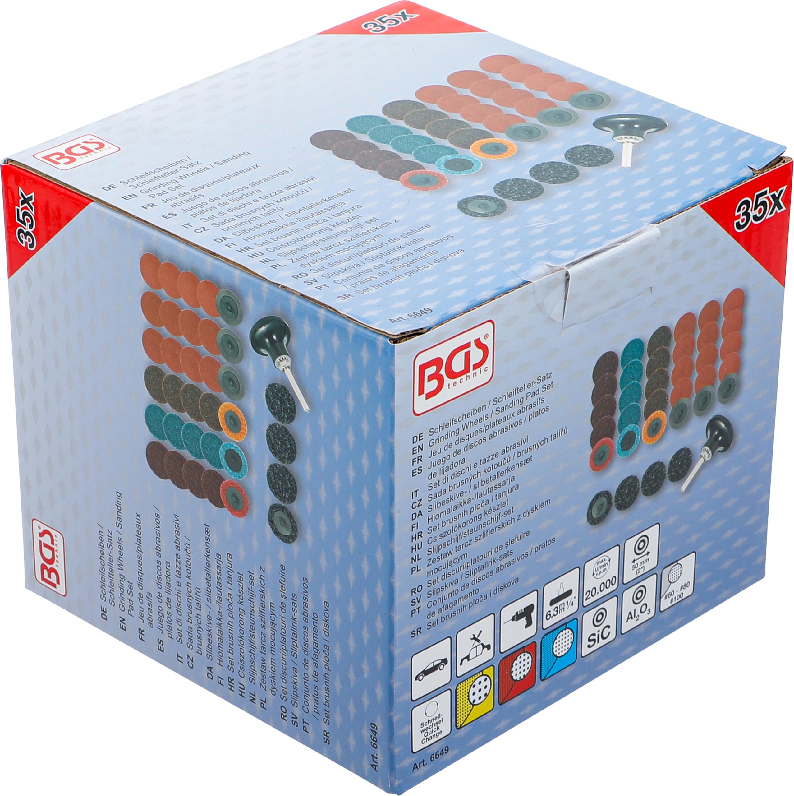 BGS 6649 | Juego de discos abrasivos / platos de lijadora | Ø 50 mm | 35 piezas