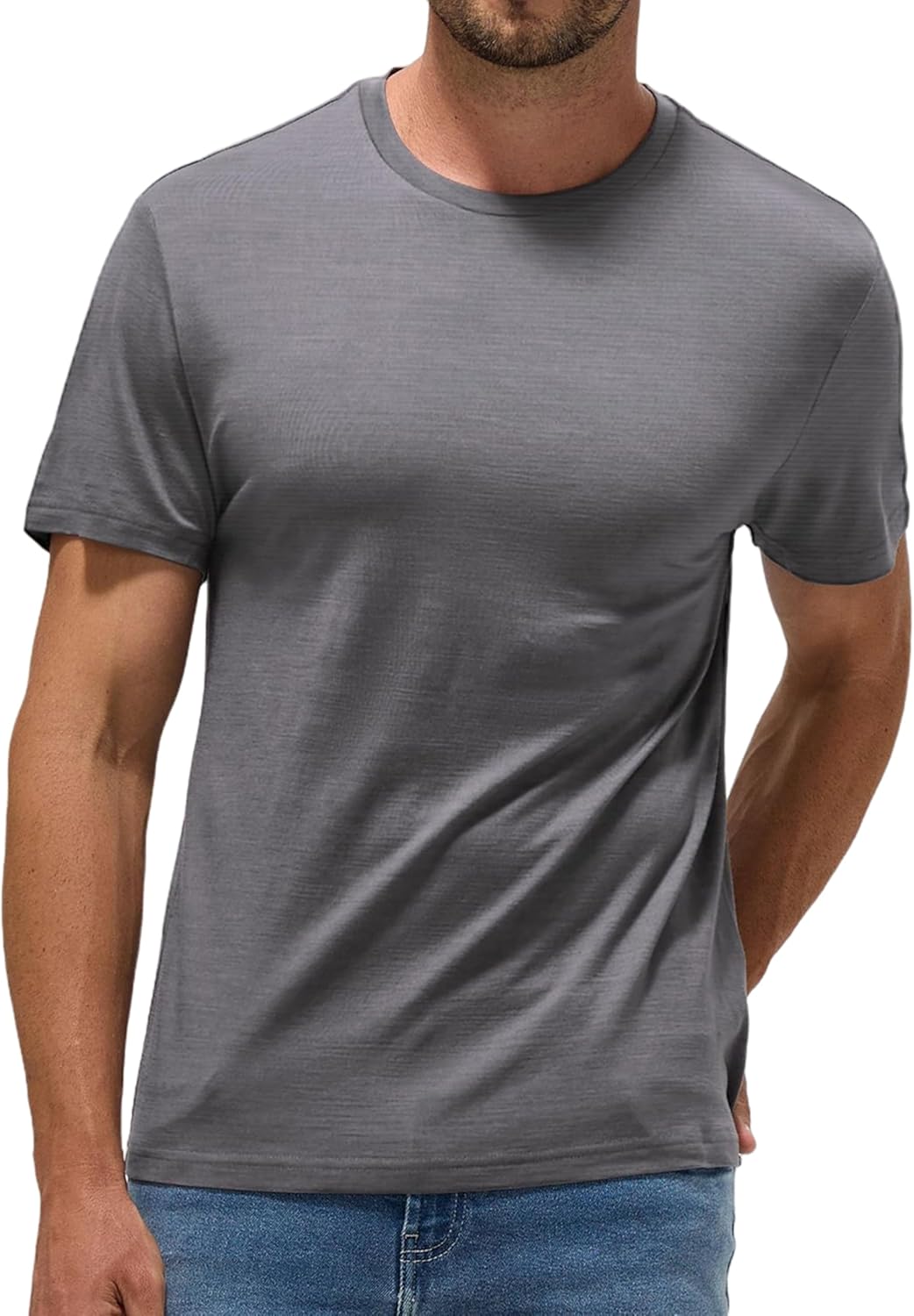 Men's Merino Wool T-Shirt | Thermoregulating & Odor-Free Base Layer | Beach, Hiking, Travel Essentials