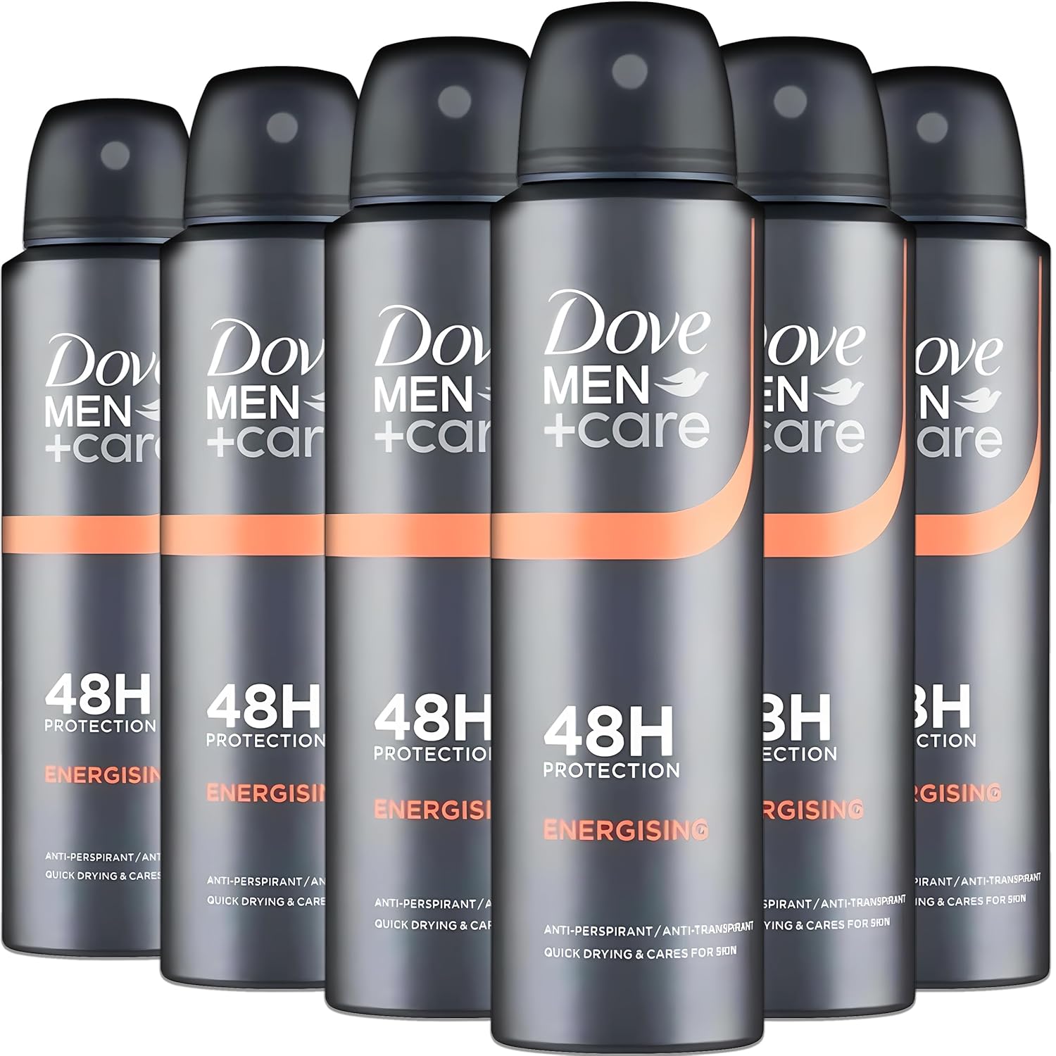 Dove Men + Care Antiperspirant Deodorant Spray, 6 Pack, Energising Mandarin Scent, Long Lasting 48 Hour Odor Protection, 5 oz. Each
