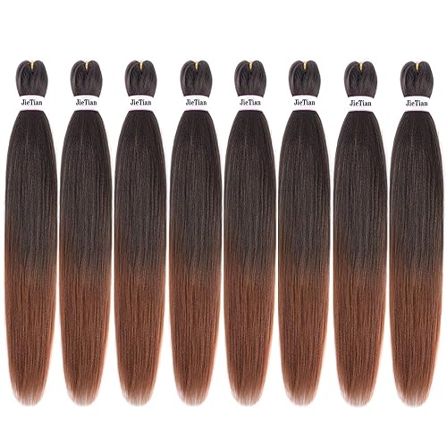 Miniatura 7 de Liang Dian Paquete de 8 extensiones de cabello sintético preestirado para trenzar de 36 pulgadas, ajuste de agua caliente, profesional, textura Yaki