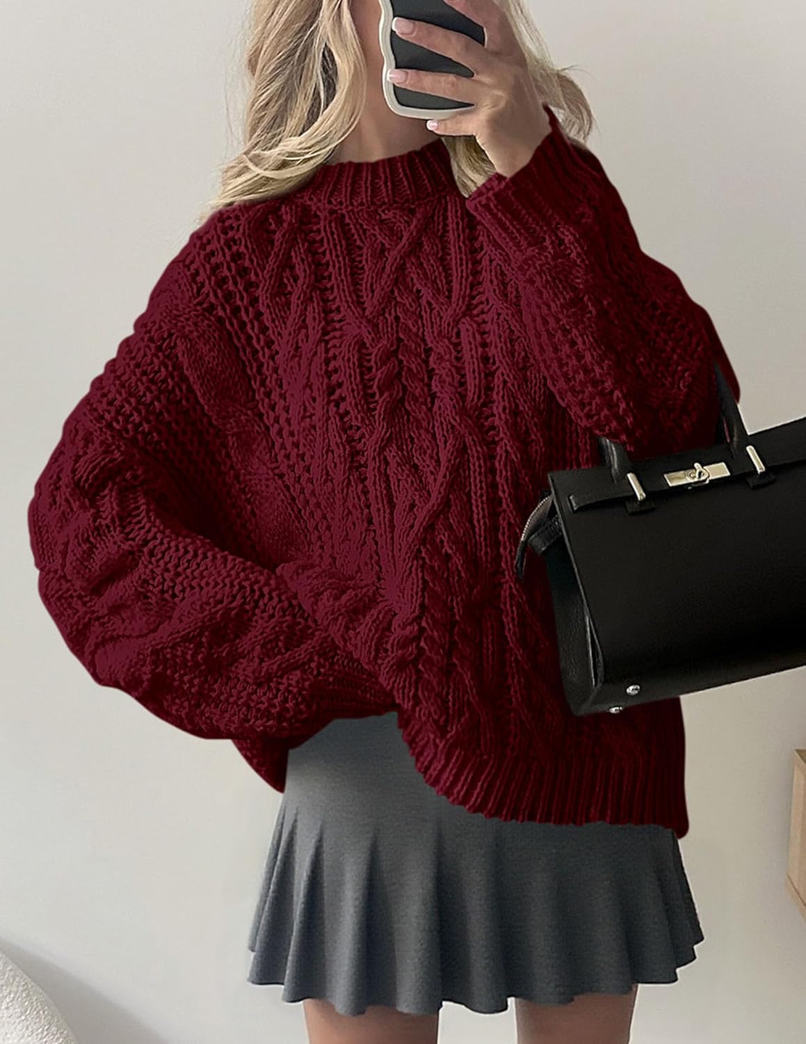 PRETTYGARDEN Women's Oversized Fall Sweaters 2026 Casual Long Sleeve Crewneck Chunky Cable Knit Pullover Tops Winter Clothes - Image 6