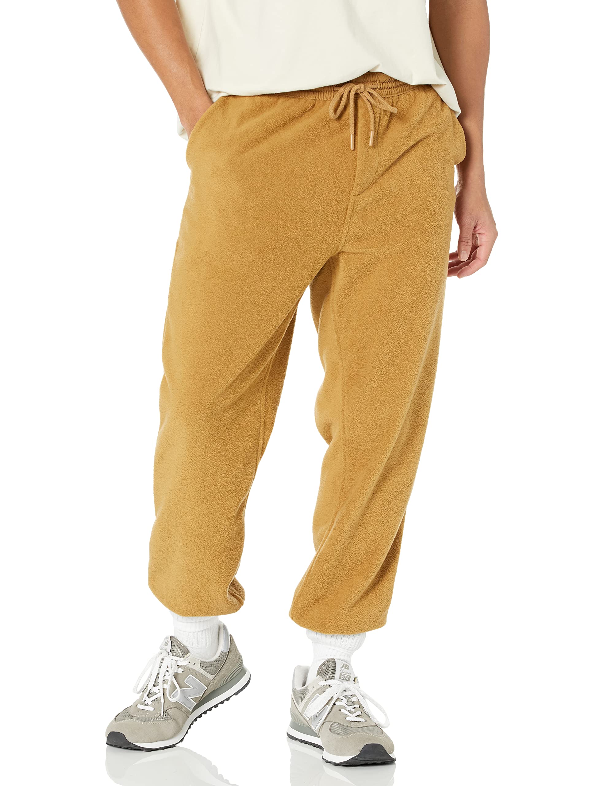 Photo 1 of Amazon Essentials Men's Regular-Fit Recycled Polyester Microfleece Closed-Bottom Pants (Previously Amazon Aware) XL Camel