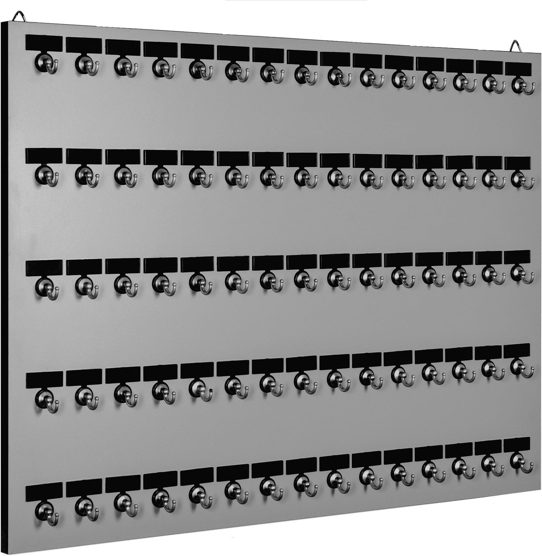Keystand #75MGN Key Rack, 75 Bolted Heavy-Duty Metal Hooks with Extra Spacing, Custom Nameplate for Dealerships, Realtors, Hospitals, or Schools (75 Sets of Tag & Ring are Included)