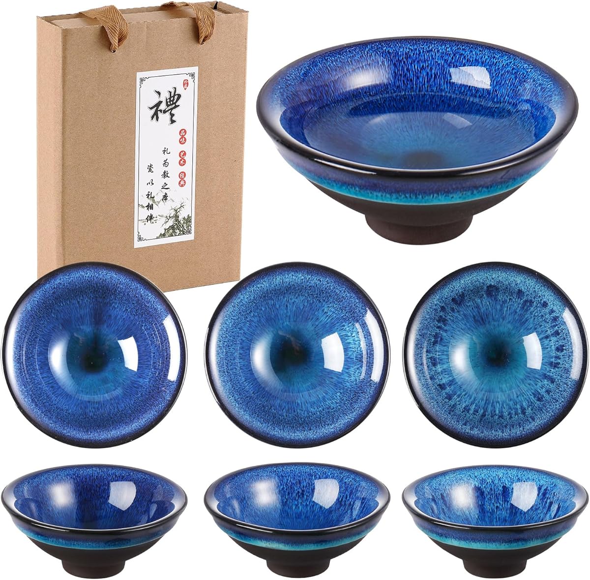 Amazon.com | Skyley 6 Pieces Korean Soju Shot Glasses Sets Porcelain Cups Korean Ceramic Cups Tea Accessories Drinkware, Handcrafted Ceramic(Blue,Starry Sky Pattern): Shot Glasses