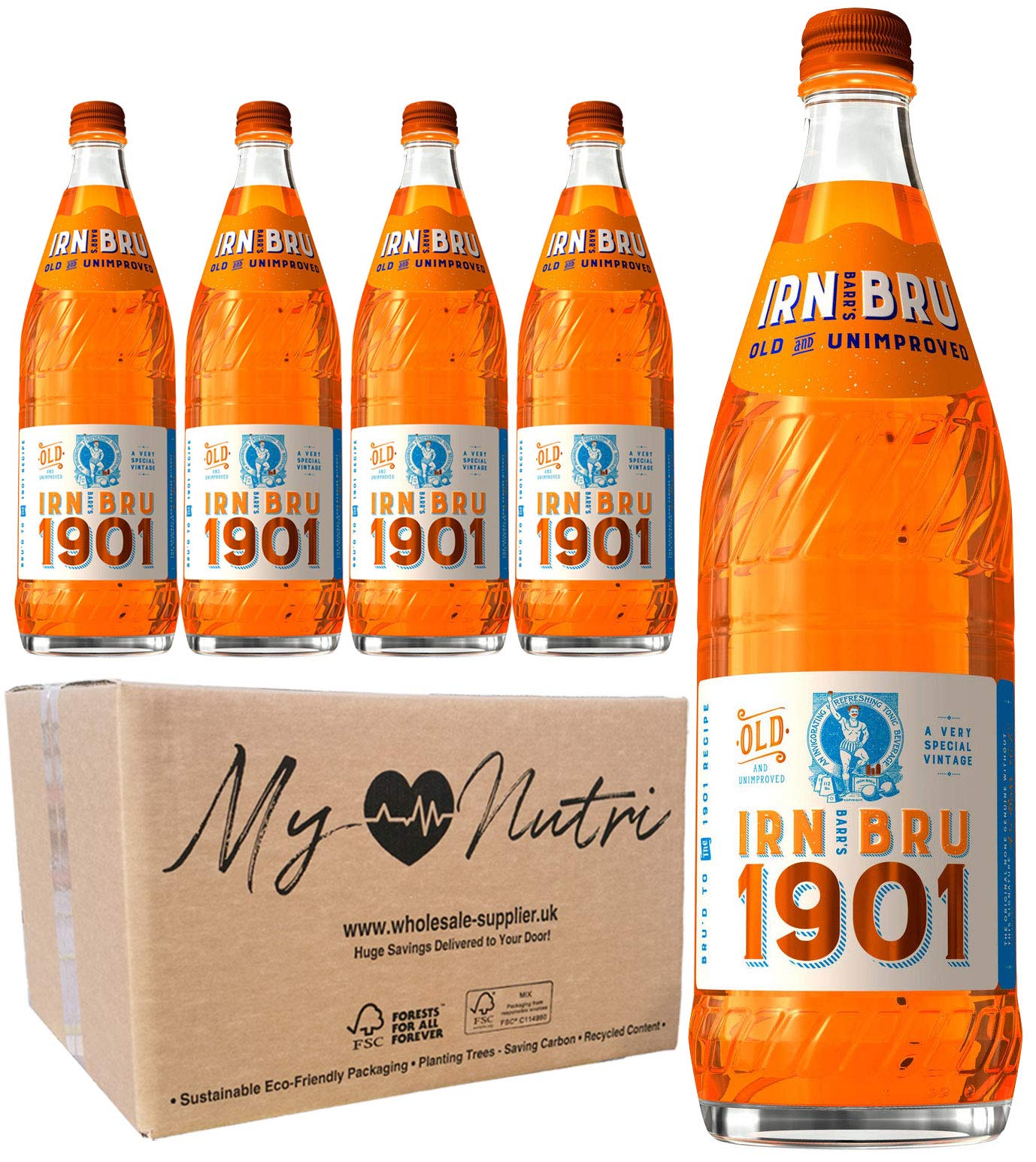 IRN-BRU 1901 Glass Bottle 750ml (Pack of 4) Taste The First Ever IRN-BRU Recipe, A Very Special Vintage