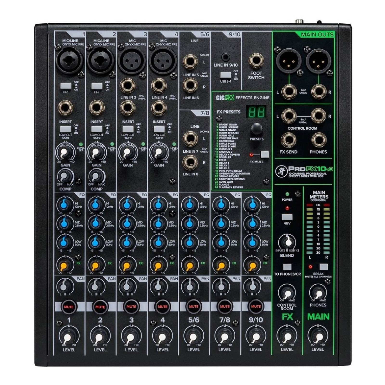 MACKIE 10チャンネルミキサー PRO FX10V3 Mackie ProFX10v3 10-Channel Professional Effects Mixer with USB