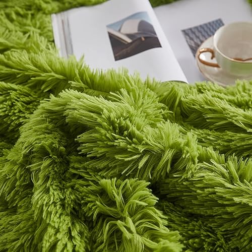 Miniatura 6 de WERDIM Juego de funda de edredón de pelo sintético lanudo y esponjoso con cierre de botón, funda de edredón aterciopelada con fundas de almohada,