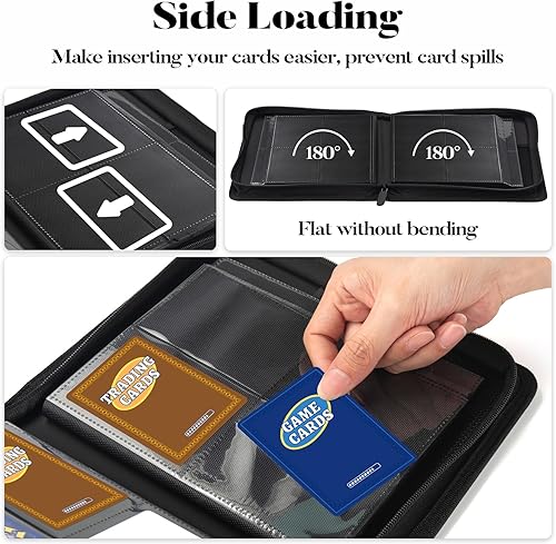 Miniatura 5 de Fabmaker - Carpeta de 4 bolsillos para 320 tarjetas, carpeta de tarjetas coleccionables con cremallera prémium, carpeta portátil de colección de